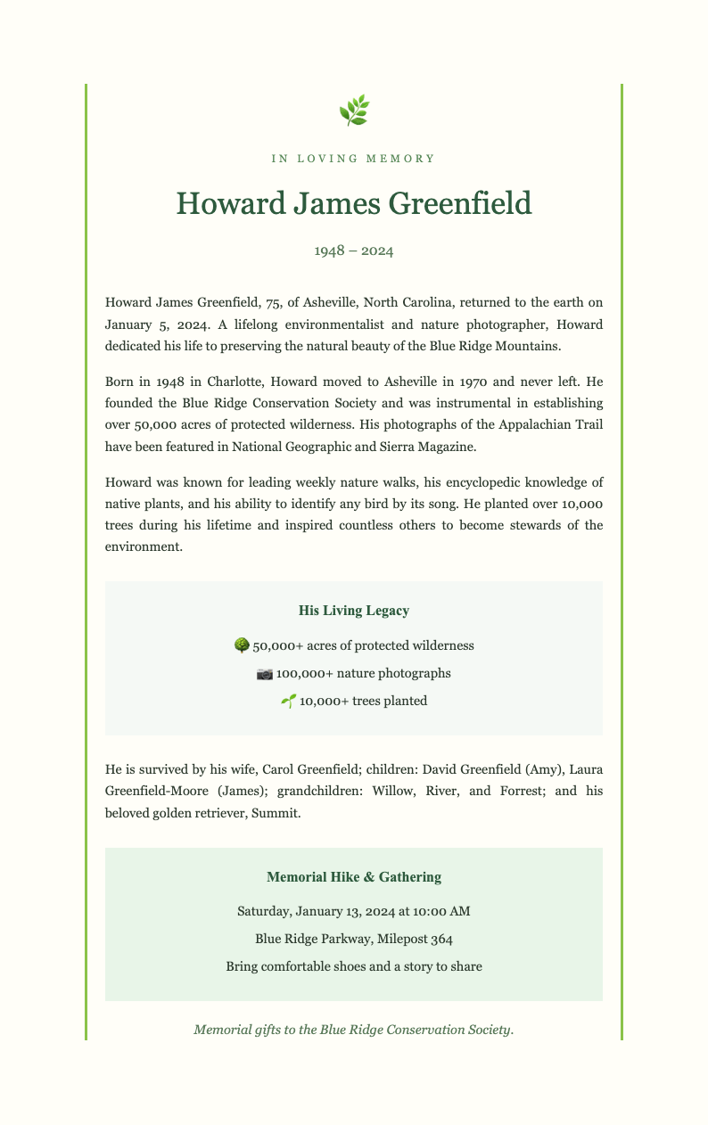 Nature inspired memorial